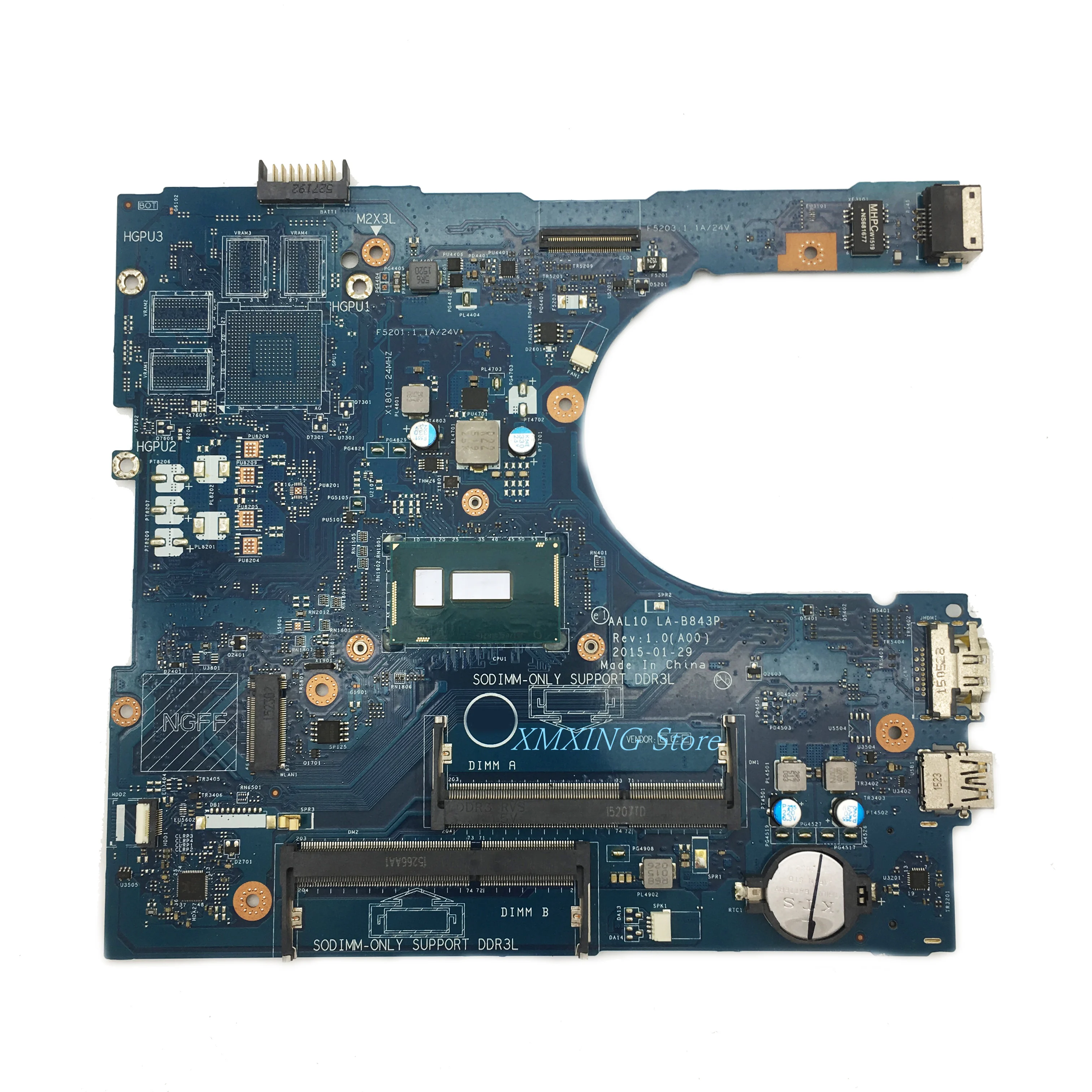 

FULCOL For DELL INSPIRON 5558 5758 Laptop Motherboard I3-5015U CPU LA-B843P SR245 CN-04CN4G 04CN4G 4CN4G Tested 100% work
