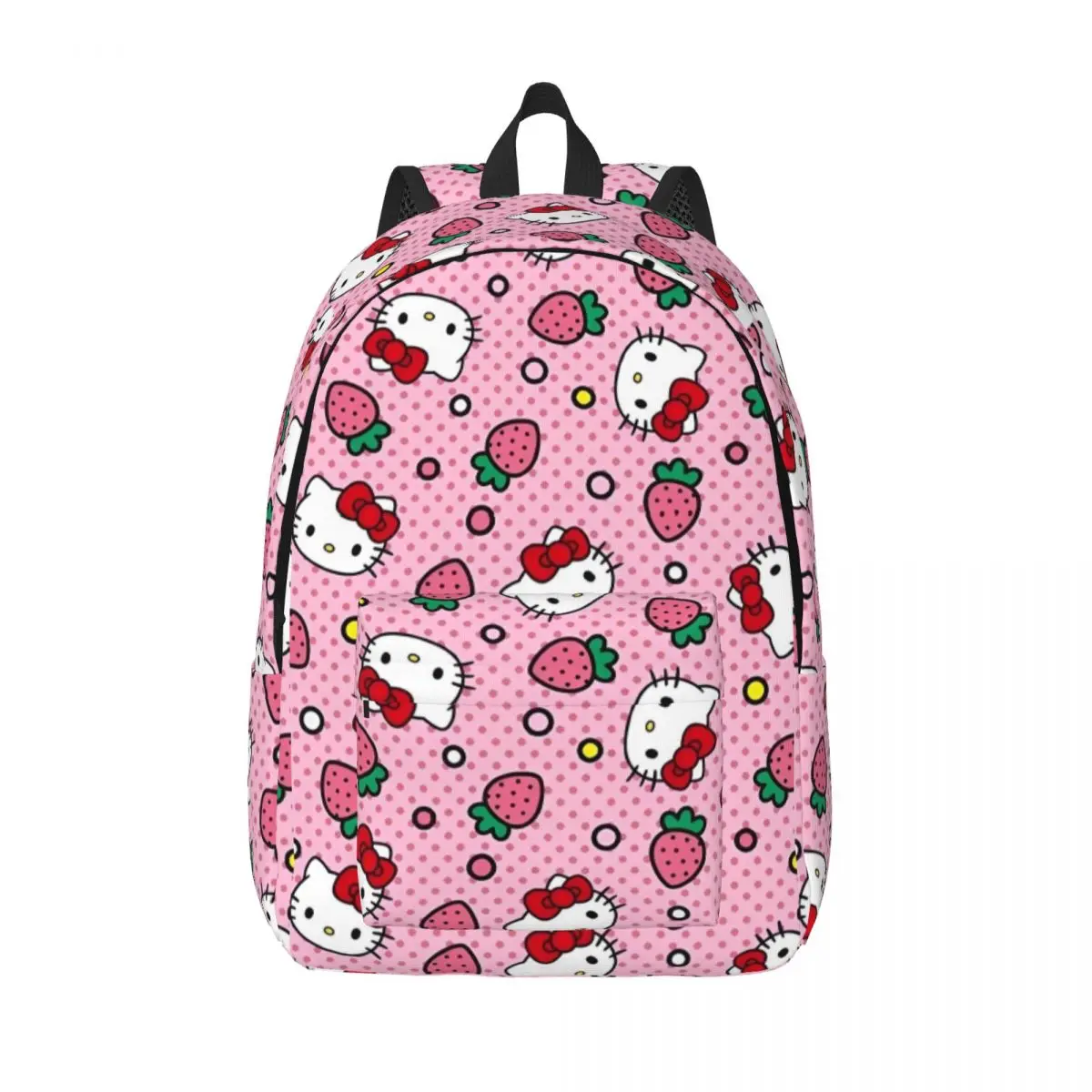 

Рюкзак с рисунком Hello Kitty на заказ, забавные рюкзаки в горошек с клубничкой, женские легкие школьные сумки для трекинга, цветной рюкзак