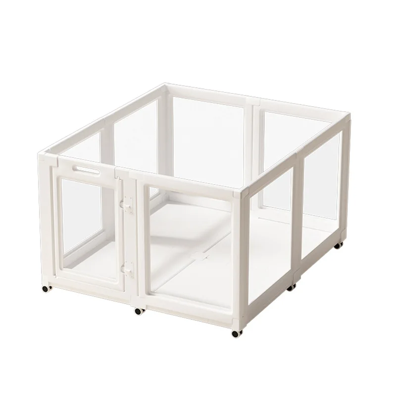 Wholesale Heavy Duty Modular Pet Playpen With Floor Tray & Casters Anti-scratch Mobile Indoor Dog Fence OEM