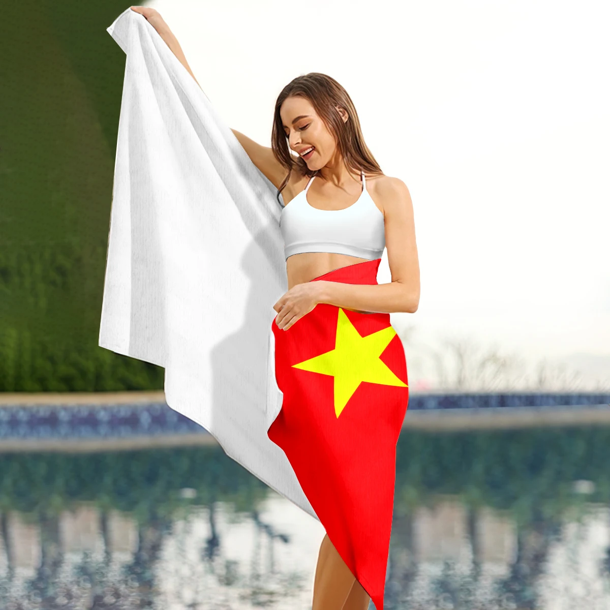 China Flag Beach Towel Oversized, Super Absorbent Sand Free Thick Microfiber Beach Towel,Beach Towels for Kids,Men,Women