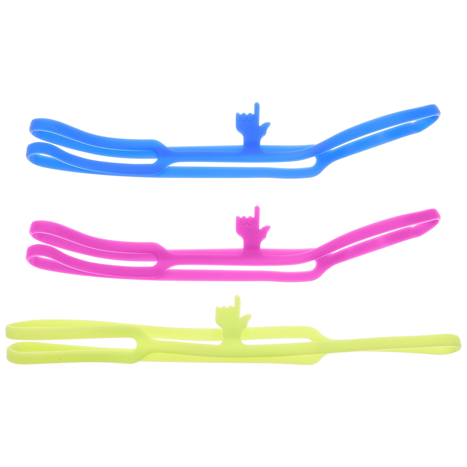 3Pcs Colorful Silicone Finger Bookmarks Set Orange Blue Pink 40Cm Elastic Band for Books 20-30Cm Bookmark