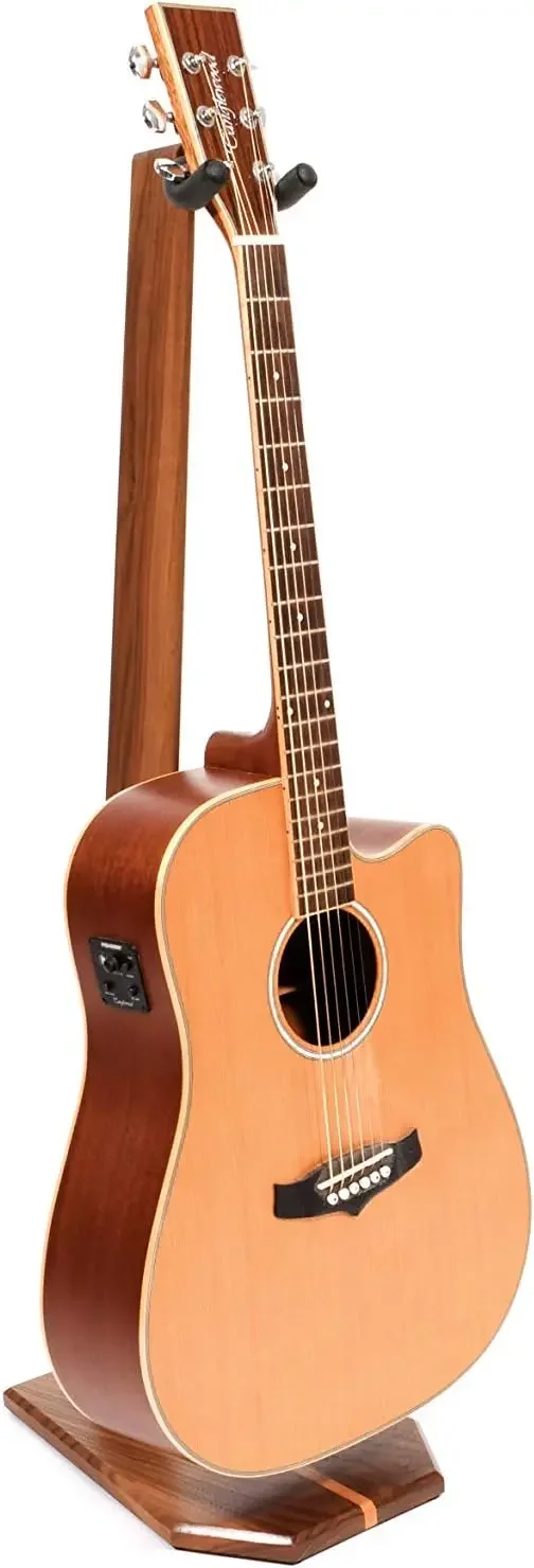 Suporte de guitarra de madeira GS-5 para violão e elétrico - madeira nobre de nogueira