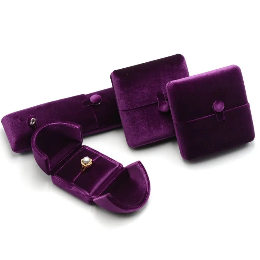 

Сплошной цвет, бархатная шкатулка для драгоценностей, винтажная двойная дверная кольца, шкатулка-органайзер, роскошное ожерелье, браслет, чехол для хранения ювелирных изделий