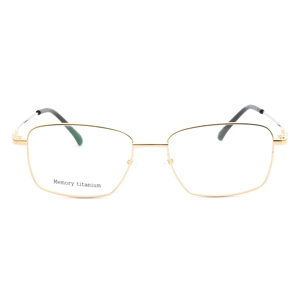 Flexible Men Business Eyeglass Frames Women Square Metal Optical Glasses Frame Full Rim Light Metal Prescription Spectacles Gold