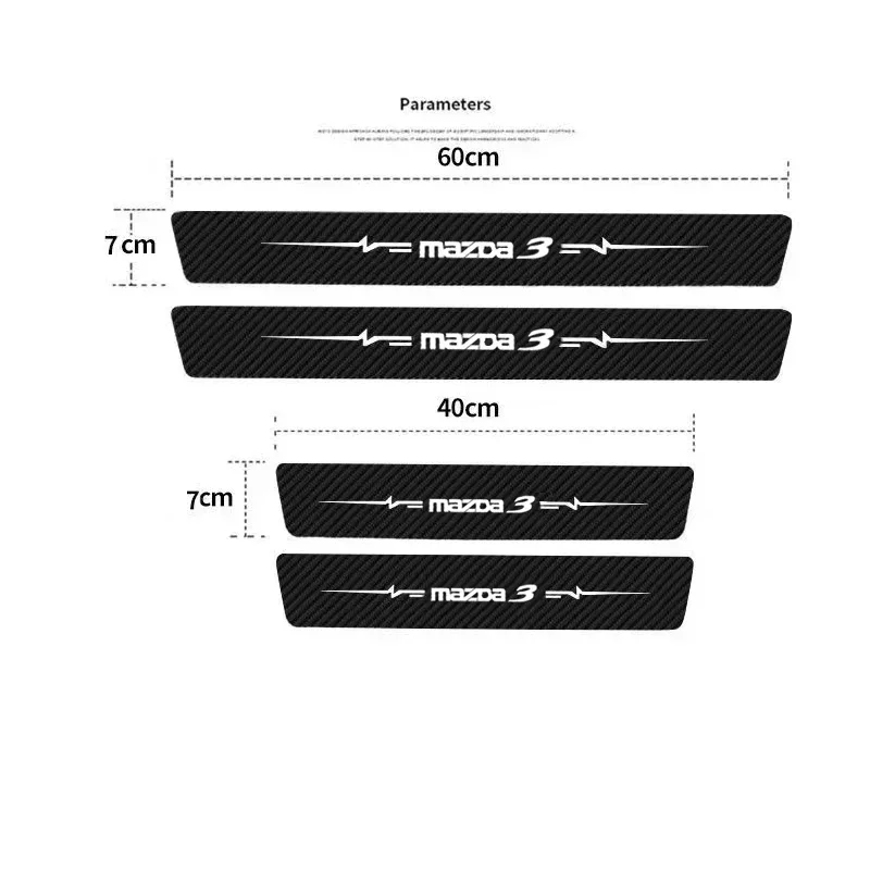 Car Door Edge Guards Door Sill Protector Carbon Fiber Stickers for Mazda 3 M3 Logo Auto Trunk Sill Anti Scratch Mouldings Strip