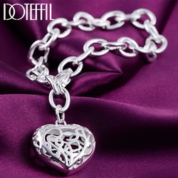 Wholesale Silver Color Hollow Heart Bracelets For Women Wedding Party Classic Lady Holiday Gifts Fashion Jewelry