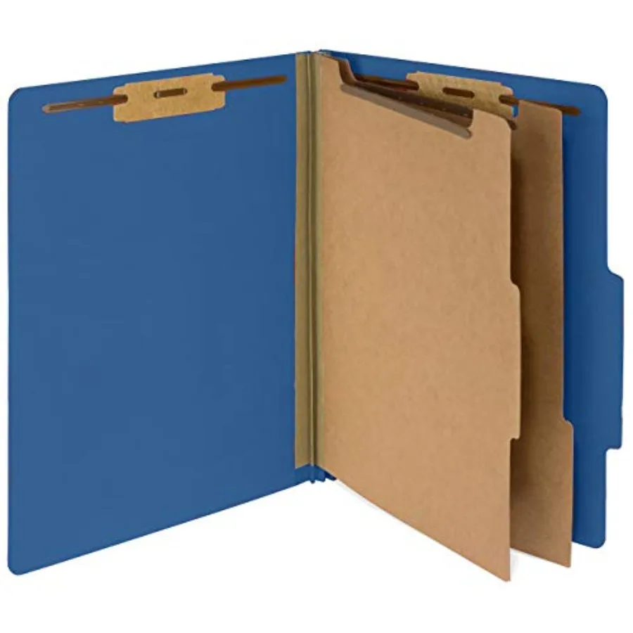 

10 Blue Classification Folders with Dividers - Employee Personnel File Folders 2'' with Two Prong File Folders for Medical, Law