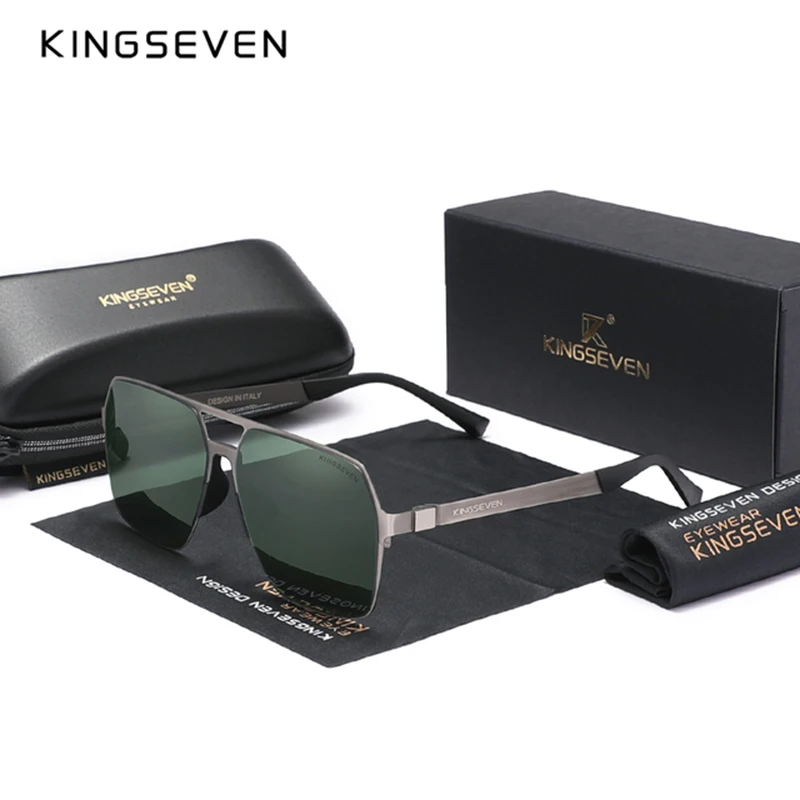 KINGSEVEN Brand Fashion Men's Sunglasses Polarized UV400 Glasses Square Frame Pilot High Quality HD Lens Driving Retro Eyewear