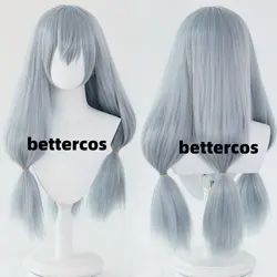 Anime Mahito Wig Grey Blue Ponytail Mahito Cosplay Hair Heat Resistant Synthetic Cosplay Anime Wigs + Wig Cap