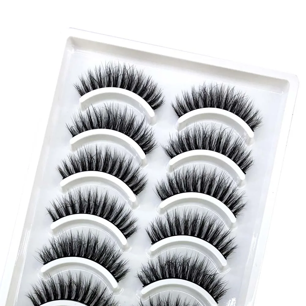 AMSDCN 10 Pairs Fluffy False Eyelashes,Natural & Soft, Criss-Cross Fine Cat Eye Lashes, Full Strip Faux Mink Eyelashes