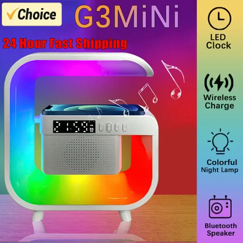 Multifunction Wireless Charger Pad Stand Speaker TF RGB Night Light 15W Fast Charging Station for iPhone Samsung Xiaomi Huawei