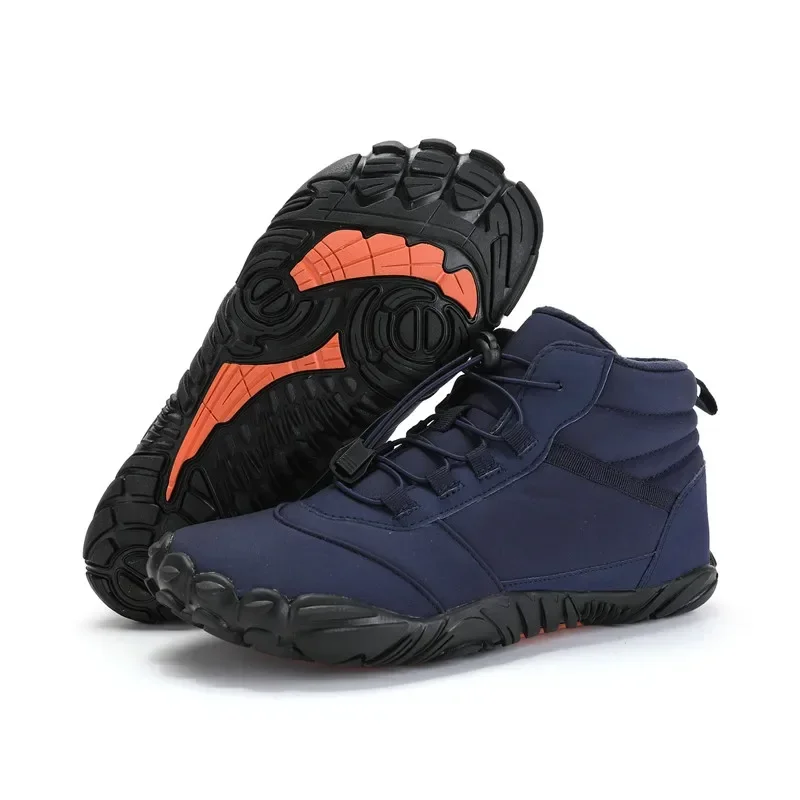 Men Non-slip Hiking Shose BareFoot Boots Winter Waterproof Snow Boots Outdoor Walking Shoe Warm Fur Ankle Leisure
