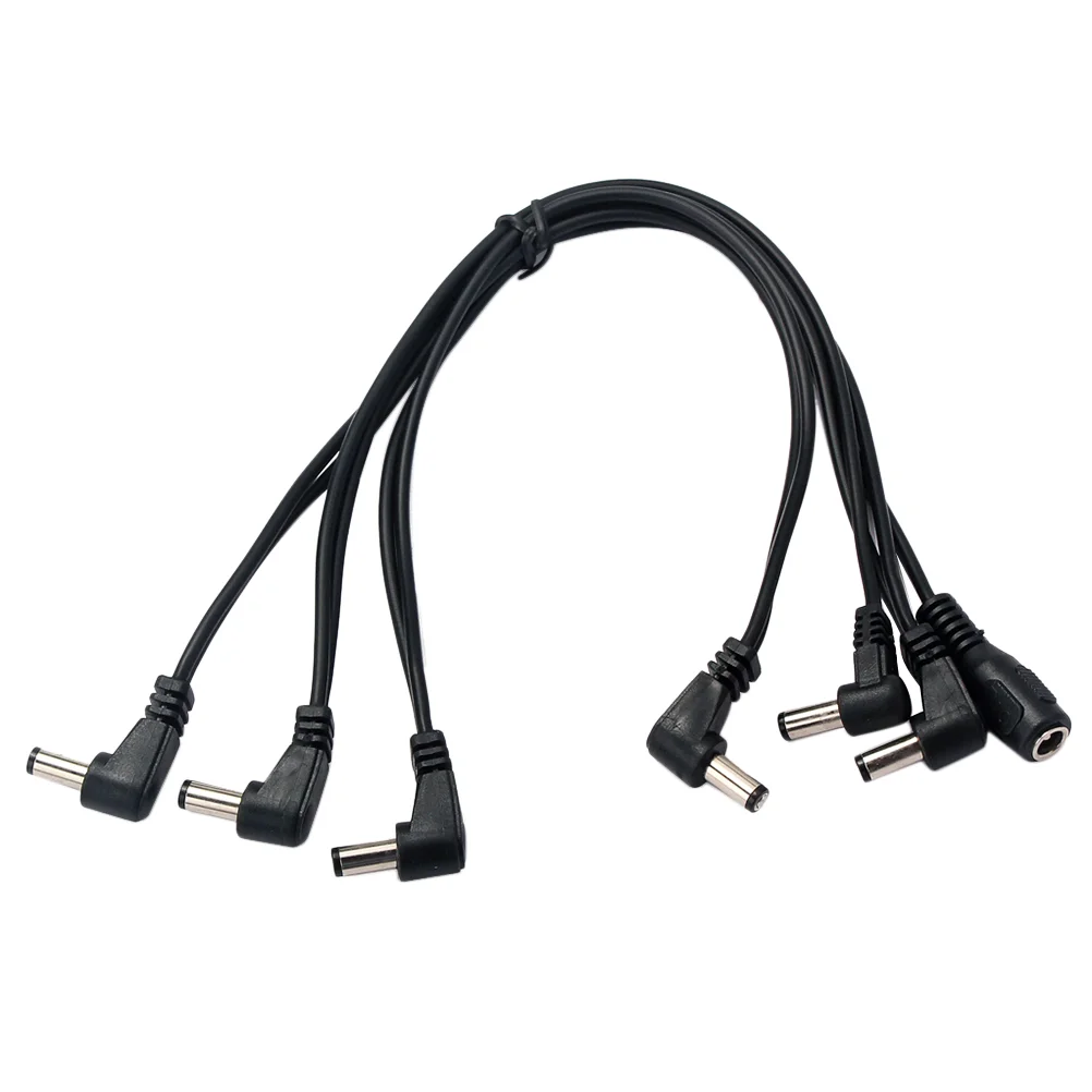 

6 Ways Right Angle Patch Cable Guitar Effect Supply Splitter Cord Black