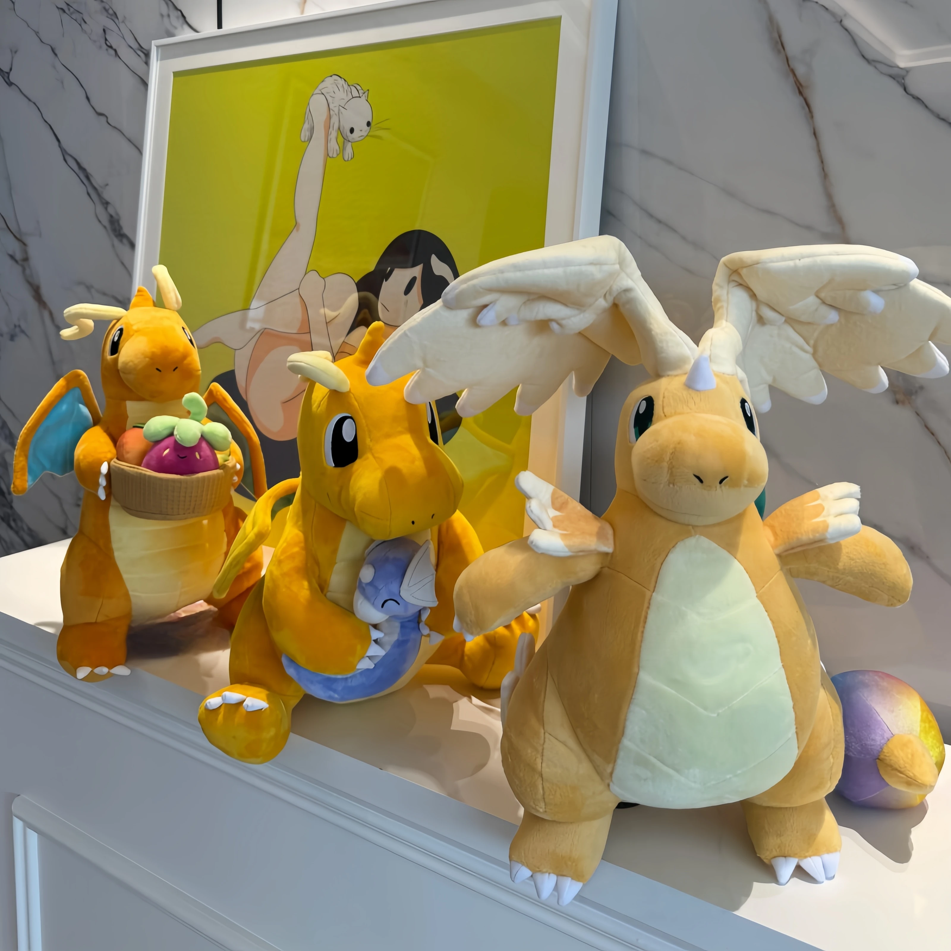 

Pokemon Mega Dragonite Stuffed Toys Cute Plush Dolls Dragonite Holding Dratini Baby Cute Pikachu Plush Plushie Doll Gift
