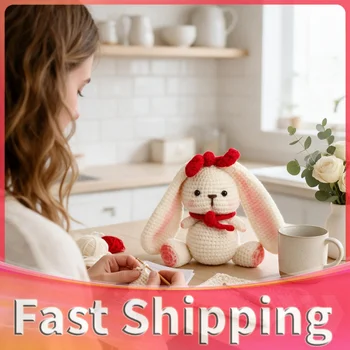 Amigurumi Lop Bunny Crochet Kit Beginner Set with Yarn Stuffing And Video Tutorial 1