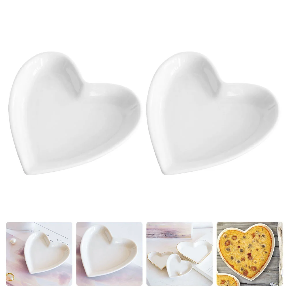 

2 Pcs Ceramic Snack Plates Unique Design Marriage Heart Dish Shaped Serving Nordic Tray Ceramics Jewelry