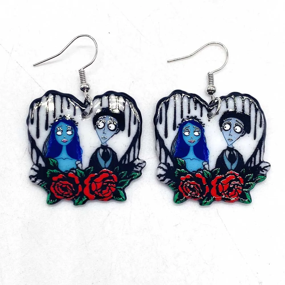 Creative Halloween Ghost Zombie Couple Earrings Terrifying Halloween  Acrylic Earrings for Women Valentine\'s Day Jewelry