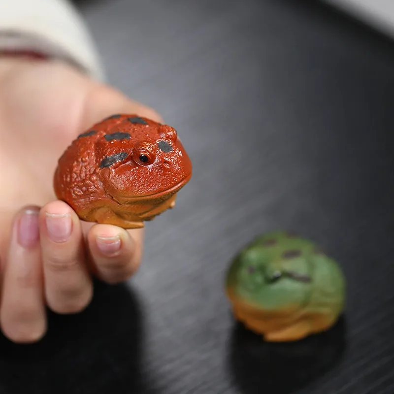 نحت ضفدع فخار فخار للمنزل ، تمثال ذهبي لشاي الضفدع ، زينة شاي جميلة للحيوانات الأليفة ، رف لغرفة النوم والمكتب والعشاق #1