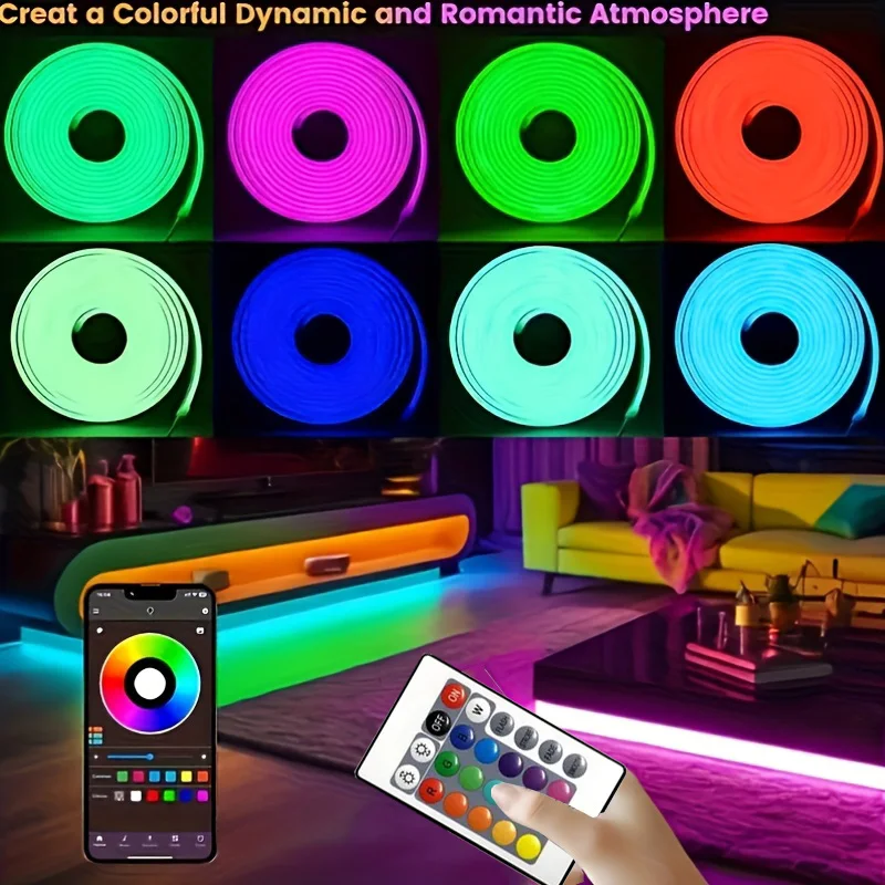 

1-5 м USB Smart RGB светодиодная лента Гибкая ламповая лента с дистанционным управлением через приложение Неоновое освещение своими руками для комнатных рождественских украшений