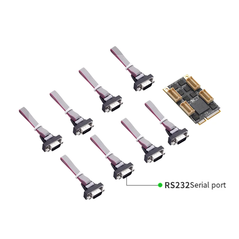 

Mini PCIE Express 8 Serial Ports Controller Card Mini Pcie DB9 RS232 Adapter Mini PCI-E COM Card 15 KV ESD Protection-POS