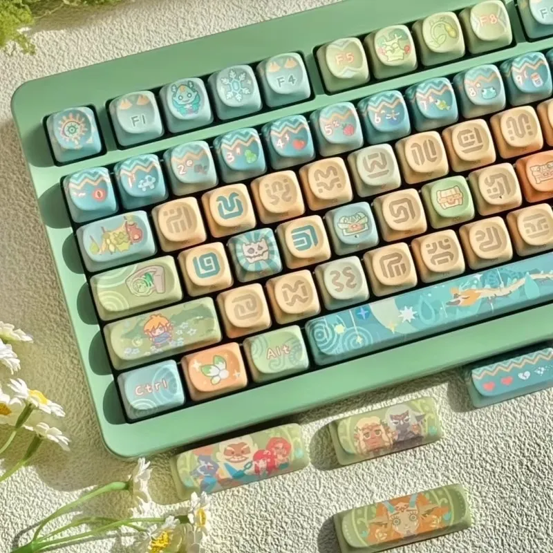 Imagem -02 - Zelda Tema Lado Esculpido Keycap 142 Teclas Moa Cereja Perfil Pbt Sublimação Quente Teclado Mecânico Jogo Periférico Keycap