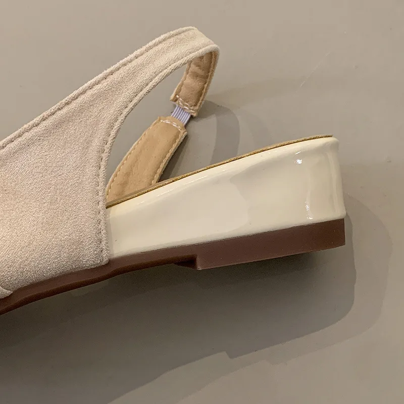 Women's Summer Sandals New with Skirt Sandals Women's Gentle Pleated Temperament French Bag Head Back Strap Wedge Heel Sandals - view 4