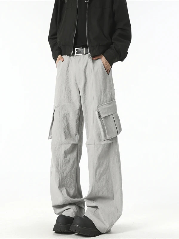 

American Sle Casual Work Pants Men's Loose Fit with Big kets Trousers for Spring And Autumn Straight Leg Pants