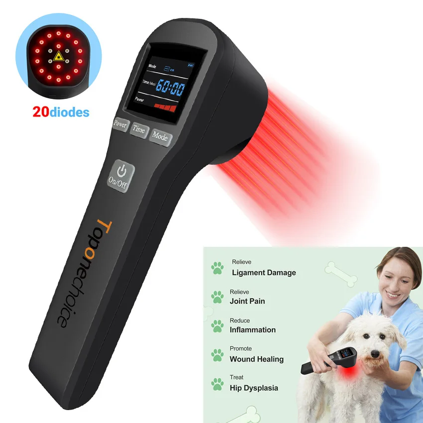 

Handheld 20 Diodes 650nm+808nm Cold Laser Physical Therapy NIR Light Therapy Device for Humans Vets Pets Dogs Pain Relief