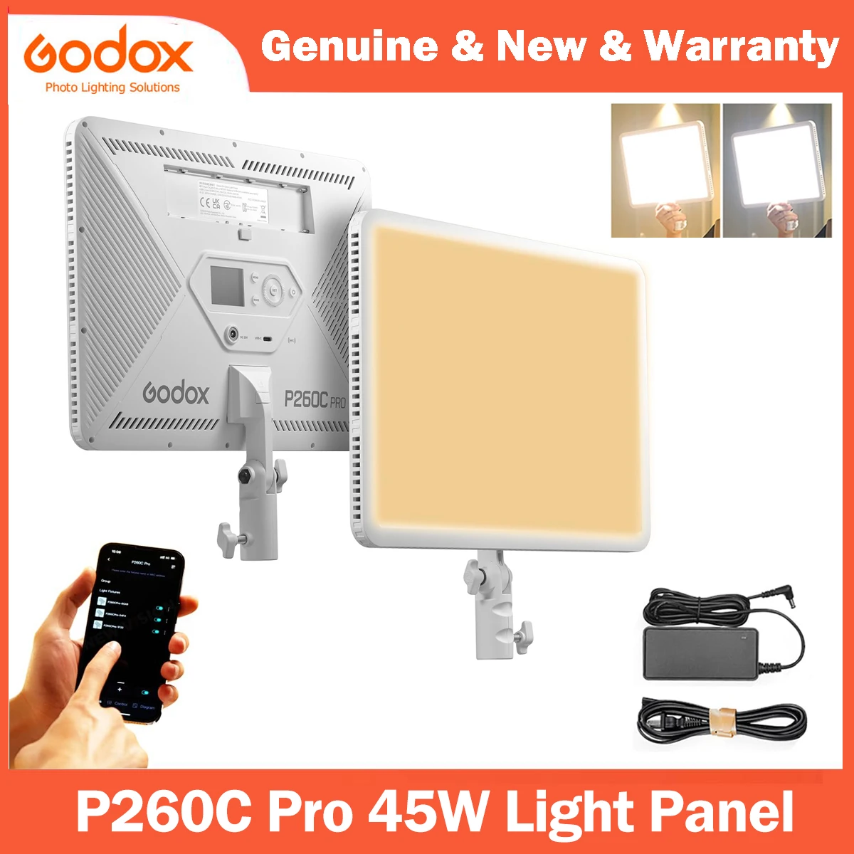 Godox P260C Pro LED Video Light Panel Bi-Color 2800K-6500K for Photography Studio Video Lighting TikTok YouTube Vlog Live Stream