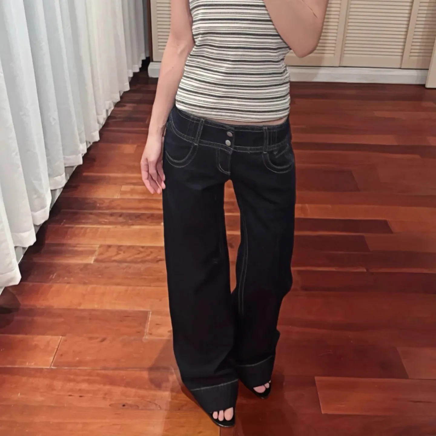 Y2K мешковатые джинсовые брюки, винтажные повседневные минималистичные брюки в стиле гранж с низкой талией, однотонные уличные джинсы в стиле ретро для женщин