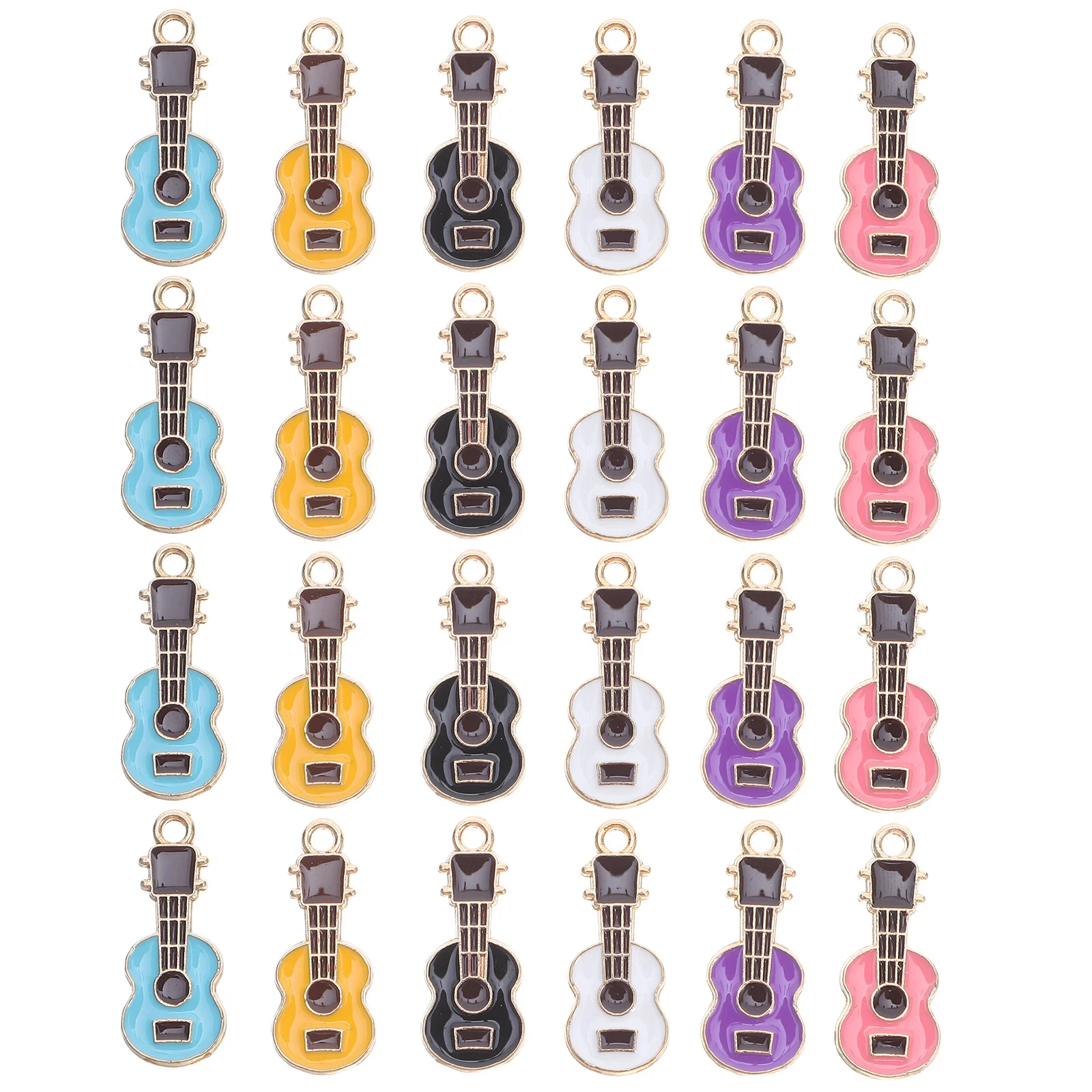 

50Pcs Mini Handmade Guitar Pendant Enamel Alloy Charms Musical Instrument Dangle DIY Jewelry Making Necklace Bracelet