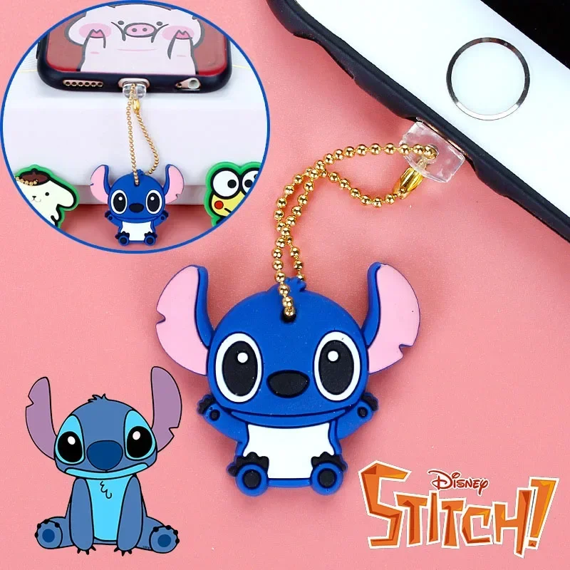 Disney Stitch Charging Port Dust Pendant Cartoon Anime Anti Dust Plugs Silicone Cellphone USB Type C Charging Port Dust Cover