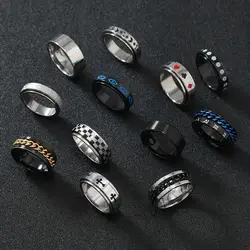New Men's Fashion Stainless Steel Ring Simple Rotable Ring Vintage Punk Style Dating Wedding Ring Women's Men's Accessories