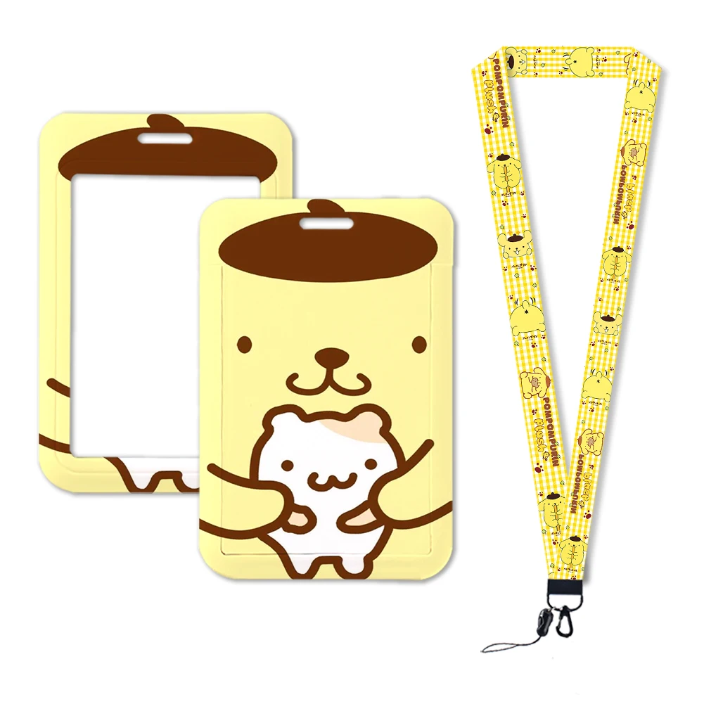 

W Pompom Purin Students Cartoon Children Anime Hello Kitty Card Holder Access Control Card Holder Bus Subway Protective Cover