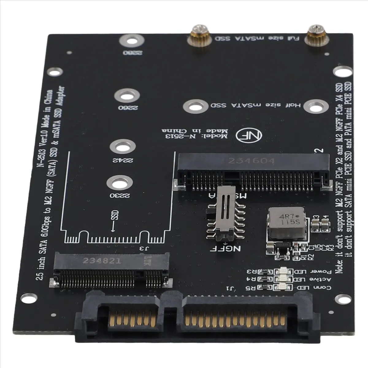 AA19 M.2 NGFF MSATA SSD to 2.5Inch SATA 3.0 Adapter 2 in 1 Converter Card for PC Laptop