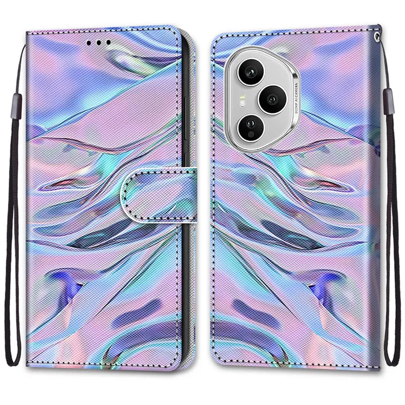 Etui z klapką z motywem kwiatowym do Huawei Honor 400 Pro 200 Honor400 Lite 90 Smart 5G, skórzane etui na telefon z funkcją portfela, podstawka, okładka książkowa, torba. — zdjęcie produktu 3