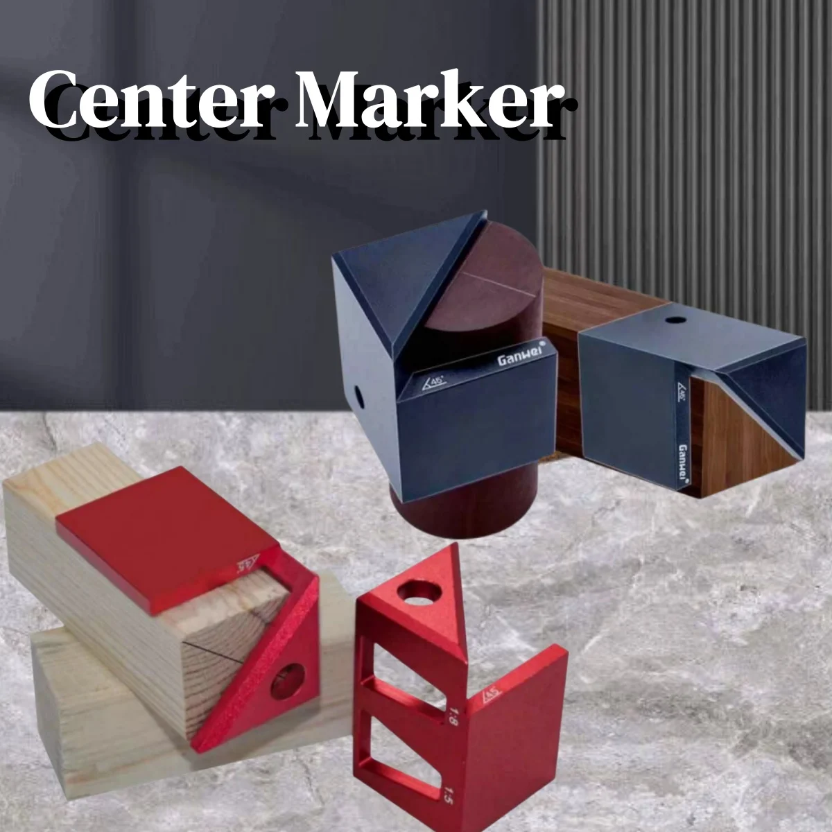

Center Finder or Tenon Dovetail Jig - Aluminum Alloy Center Scriber Marking Gauge, Woodworking 45 Degree Angle Marker