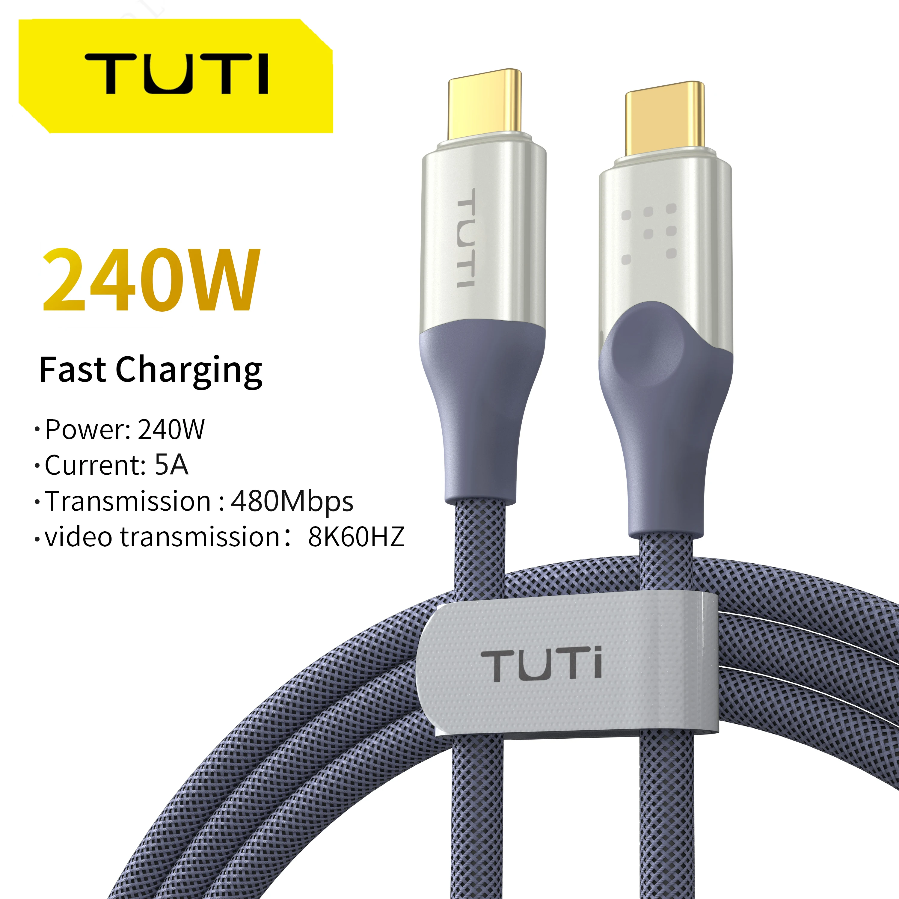 TUTI 40Gbps Type C Cable 240W Charging 8K HD Display USB-C Cable,for iPhone15Pro/15ProMax, iPad Pro, Type-C Docking Station, Hub