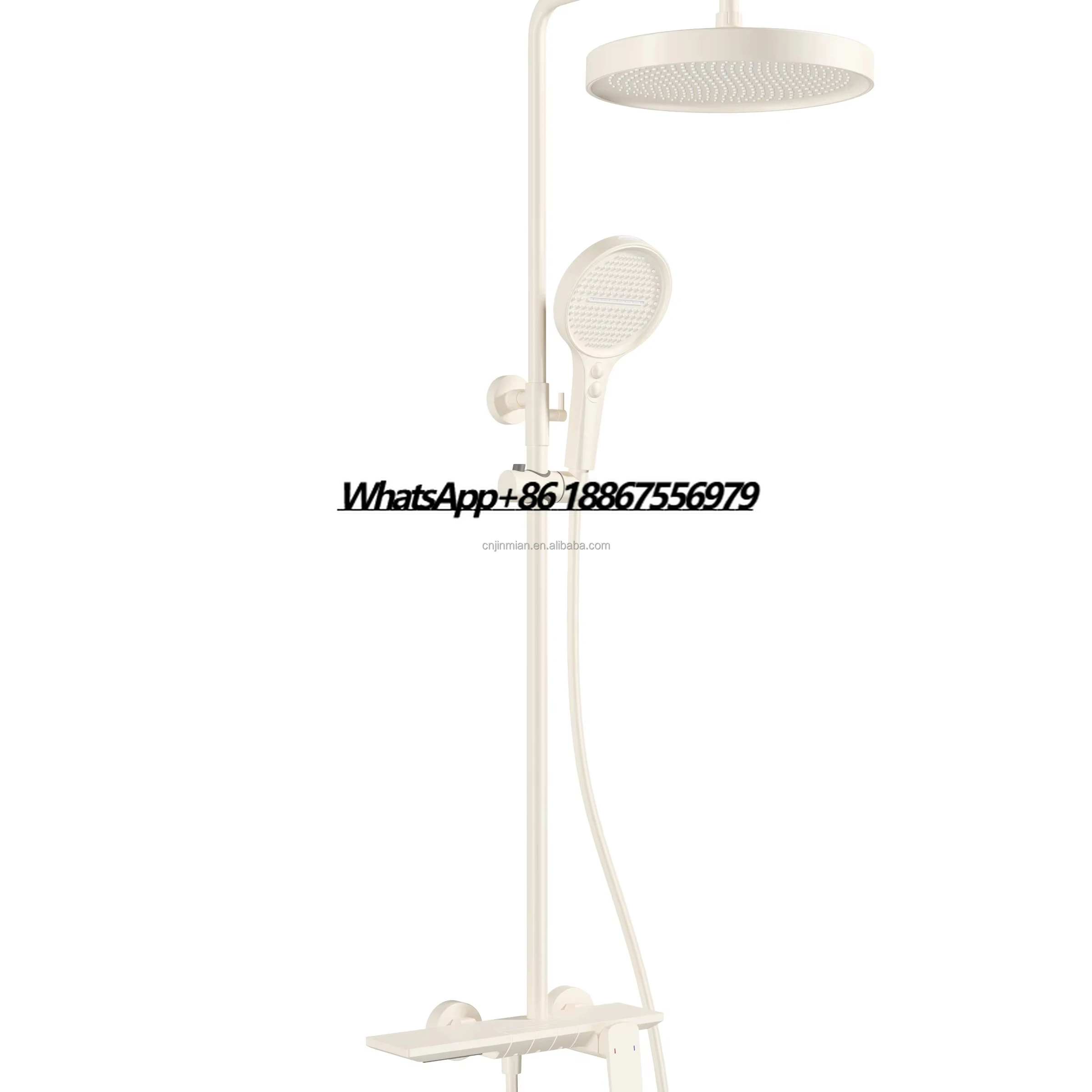 

Creamy Thermostatic Shower System Senducs Brass Bathtub Mixer Hot Cold Bathroom Faucet for Hotel & Home Use