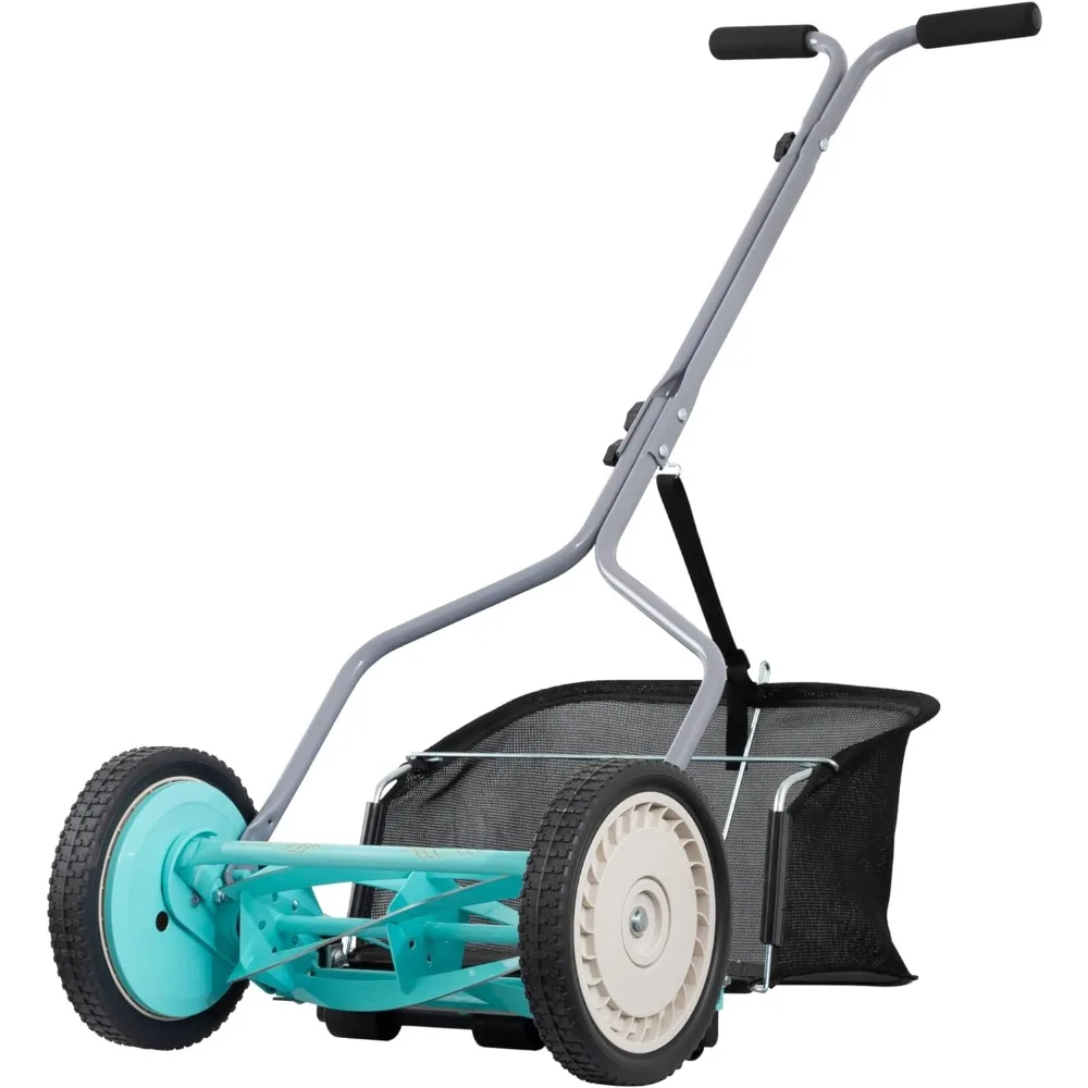 1304-14GC 14-Inch 5-Blade Push Reel Lawn Mower with Grass Catcher, Mint