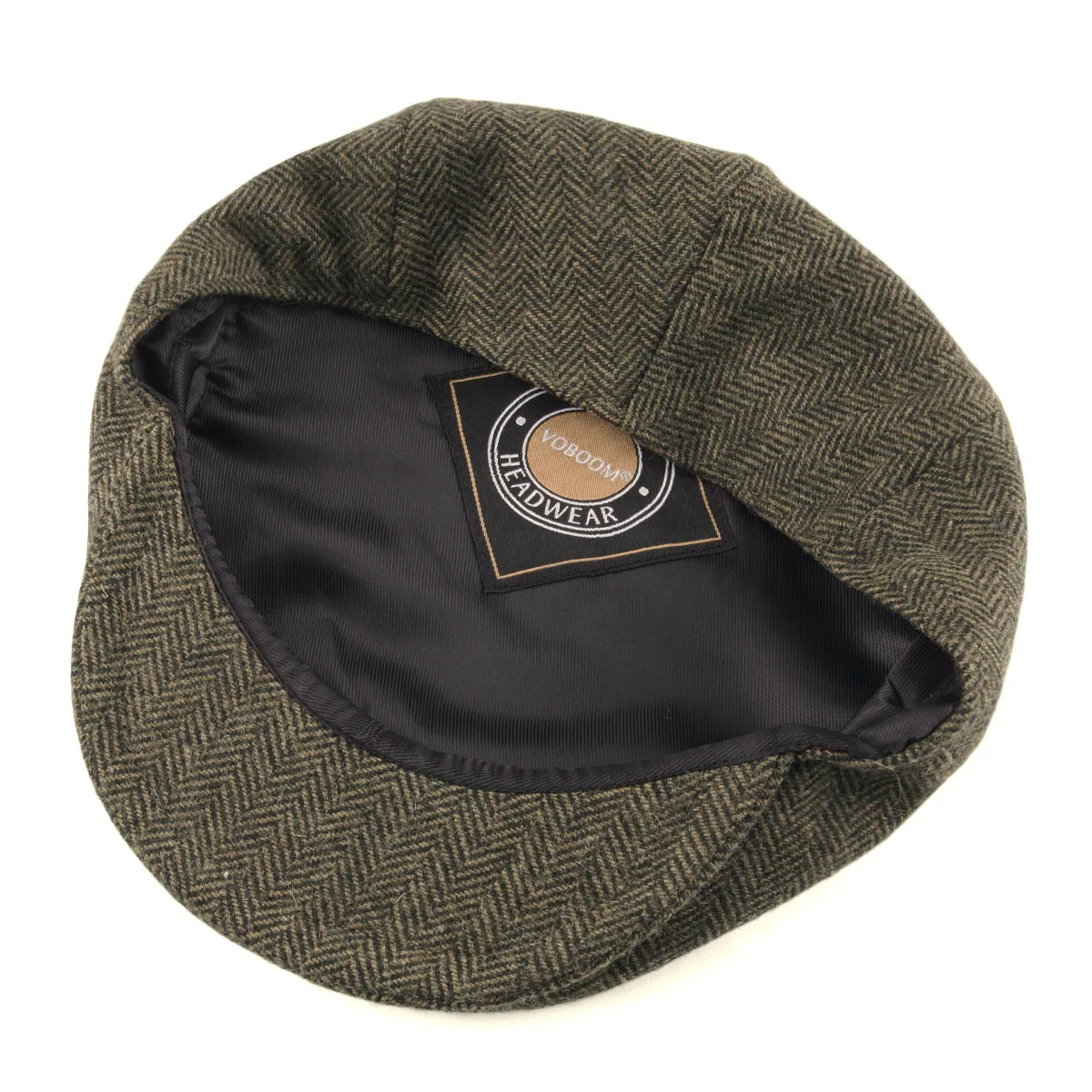 VOBOOM Herringbone Ivy Newsboy Cap Driving Flat Caps 50% Wool Tweed Blend Gatsby Cabbie Scally Hat Bunnet Paddy Hats