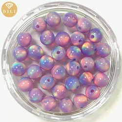 10pcs/Lot 3mm With Full Hole Colorful Aurora Color Opal Synthetic Ball Shape Nebula Opal Bead
