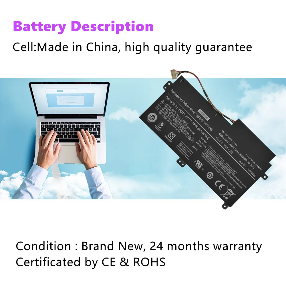11.4V Laptop battery for Samsung AA-PBVN3AB Np470 NP51OR5E NP510R5E Ba43-00358a NP370R4E Np510 NP370R5E 1588-3366 np450r5e