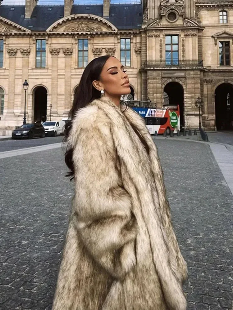 ZADORIN Oversize Zimowe Ubrania Damskie Długi Puszysty Płaszcz ze Sztucznego Futra Damska Kurtka z Klapami ze Sztucznego Futra Nowość w Płaszczych i Kurtkach Futro Sztuczne