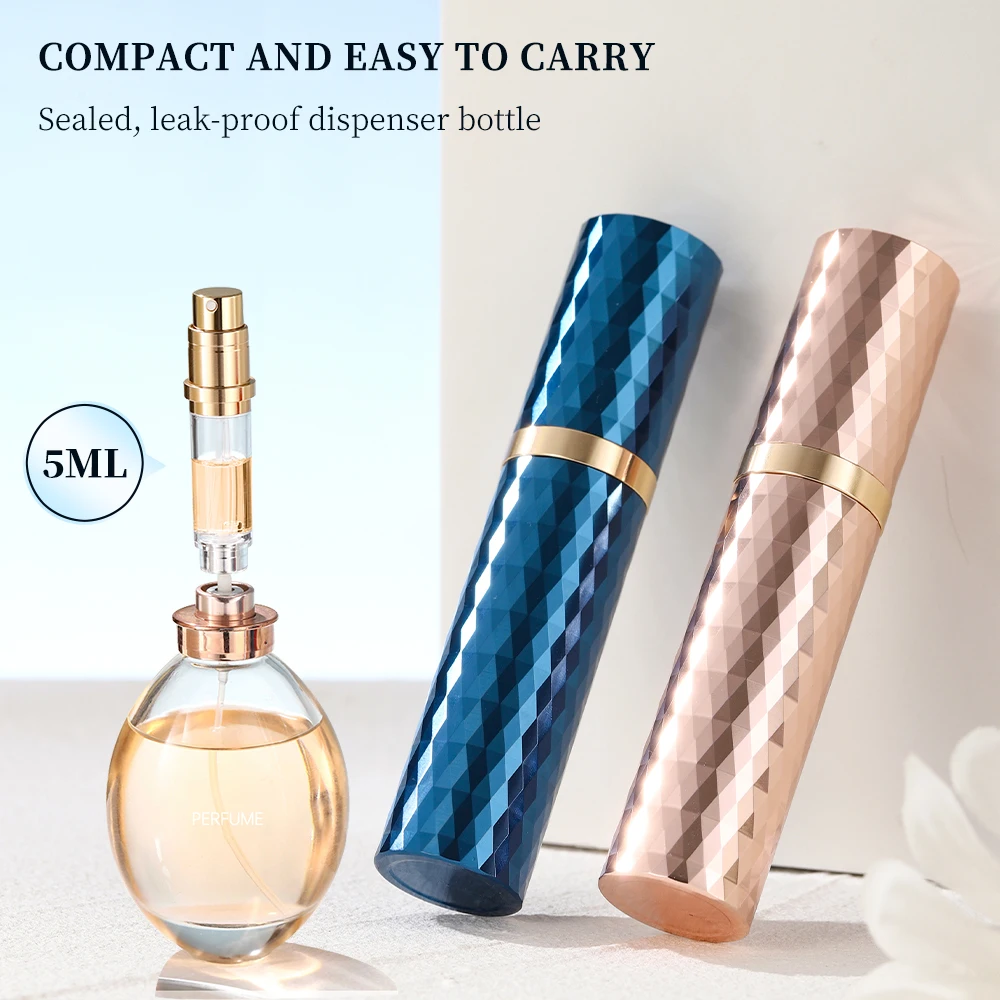 Mini botella de perfume recargable con relleno inferior portátil de viaje con diamantes de clase Premium de lujo, Mini botella con pulverizador, atomizador de 5ml, 1 Uds.