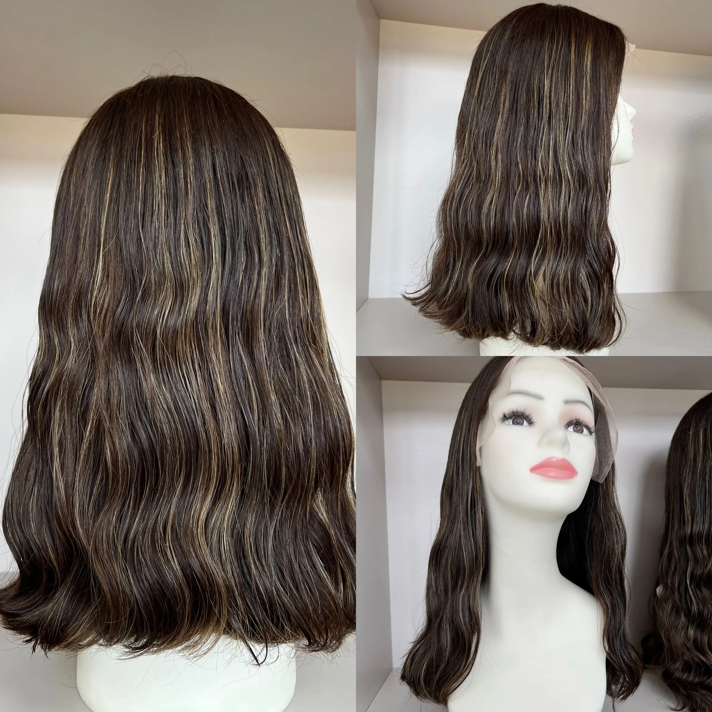 

European Virgin Hair Human Hair Lace Top Tsingtaowigs slight wave Kosher Wig For Women