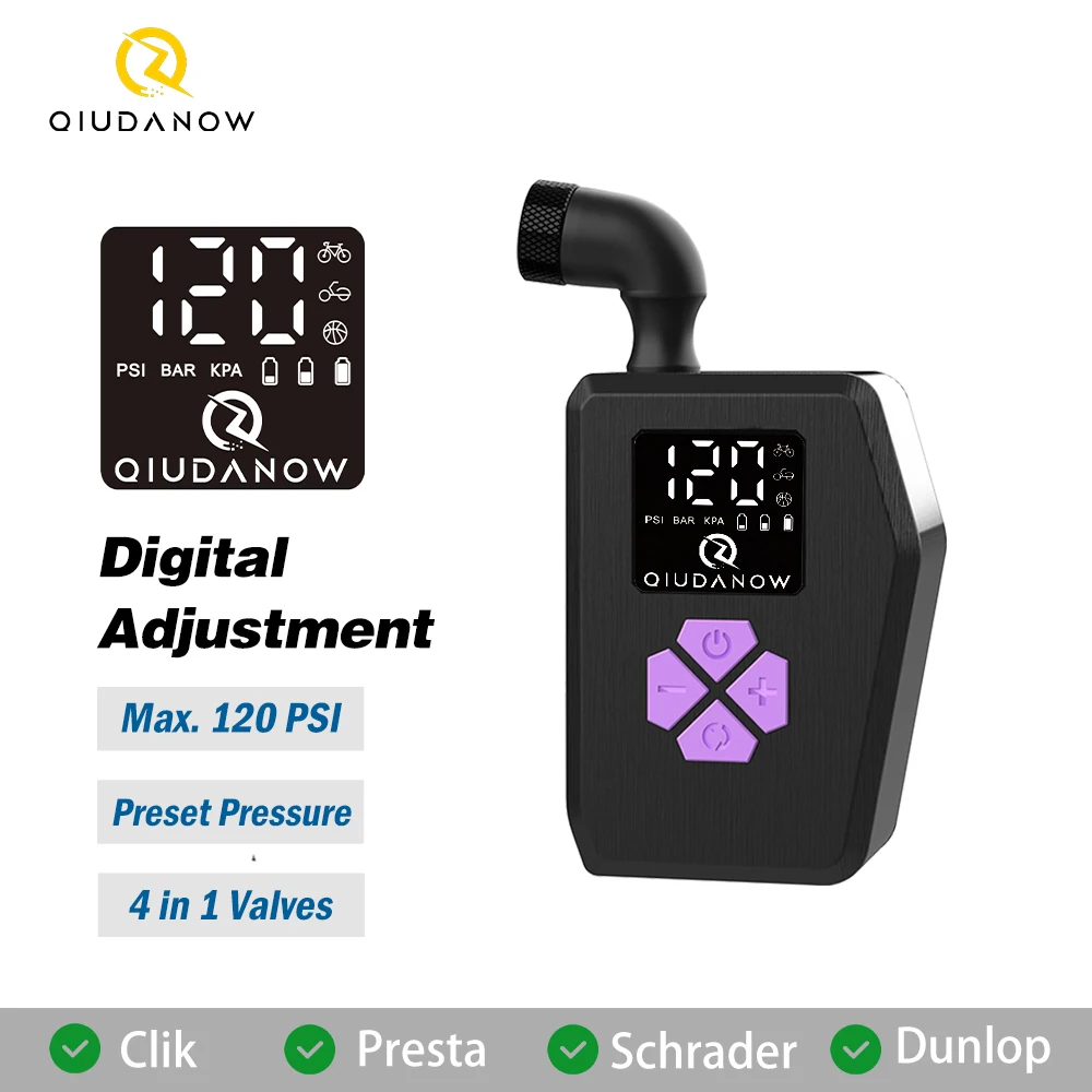 

Smart Electric Air Pump Digital Screen Portable Bike Inflator for MTB Road Bicycle Tire Quick Fill fits Clik Presta Schrader