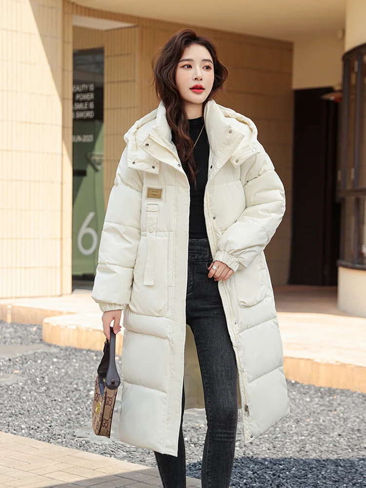 Parka longa e grossa feminina, parkas de inverno feminino, roupa feminina, moda casual, novo, 2023