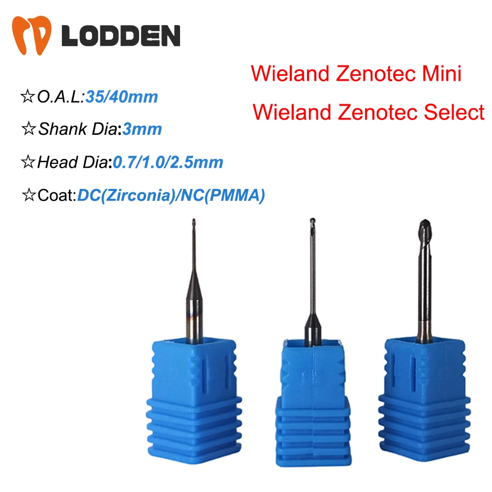 Wieland Milling Burs for Zenotec Mini/Zenotec Select Machine Milling Zirconia PMMA Cutter D3 Bur for CADCAM System Grinding Tool