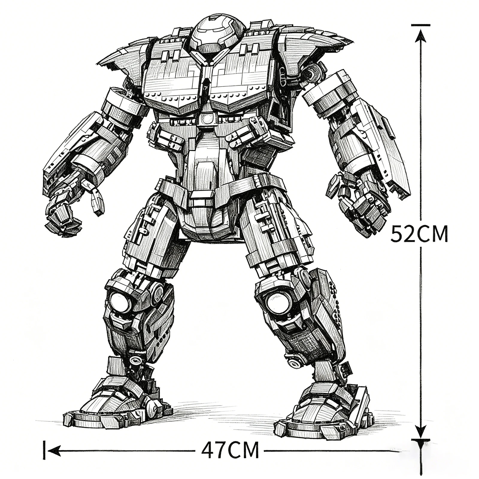 2026 New Arrival In Stock 4049 Pieces Large Red Heavy Mecha Building Bricks Kit Adult Assemble Model Oversized 52cm High Detail Robot Ornament Home Display Decor Birthday Holiday Gift For Hobby Collectors view 3